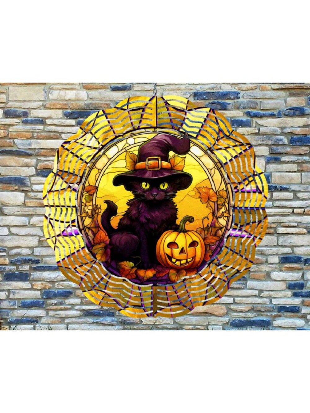 10 Inch Pumpkin Cat Witch Halloween Wind Spinner Yard Decor Aluminum RWS-265